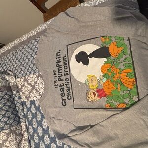 Peanuts Gray Long Sleeve Tee with Pumpkin Design